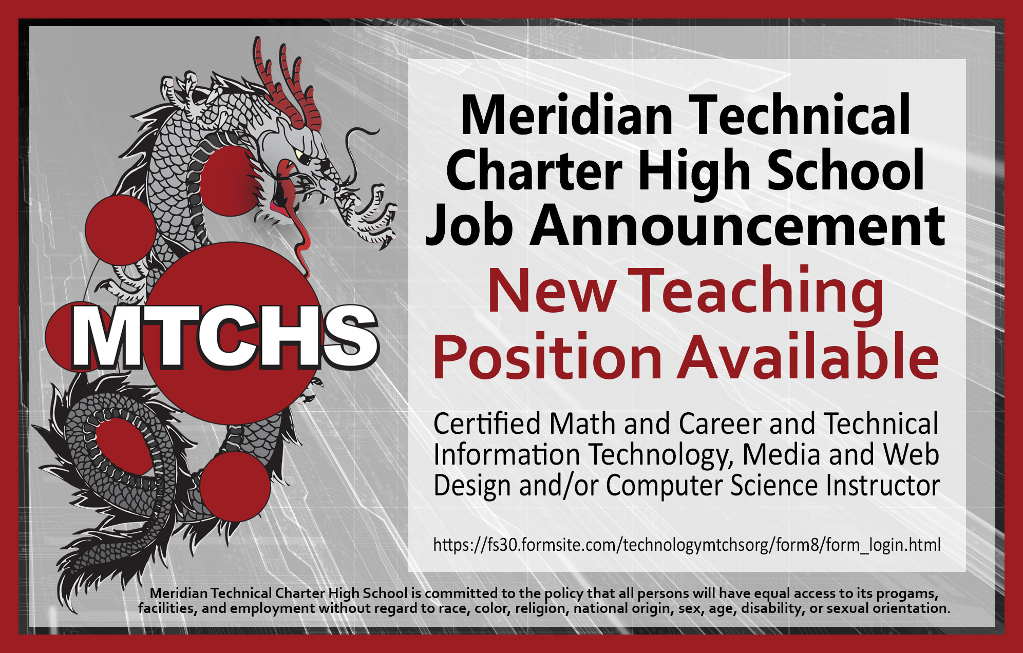 MTCHS Job Opening