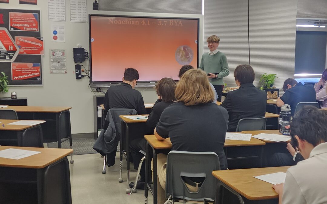 Student presenting