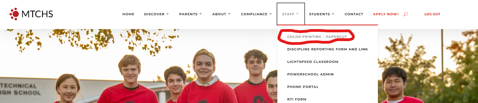 Screenshot of the Staff menu.