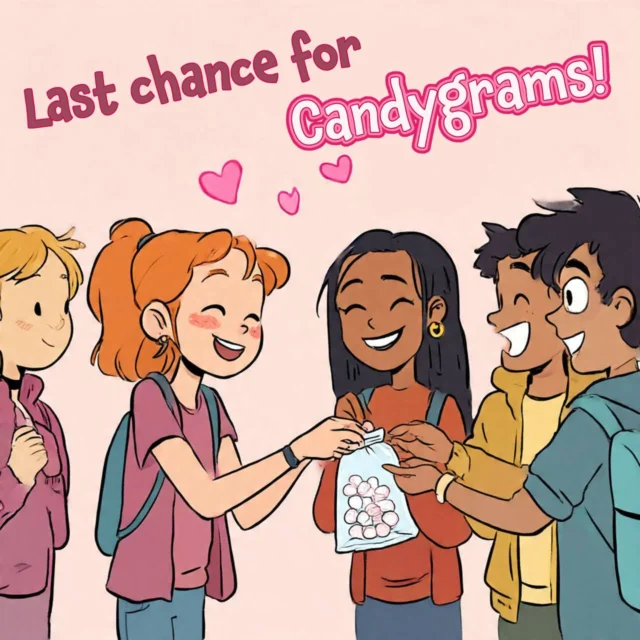 💝 Candygram Deadline EXTENDED! 💝

Parents... orders are still coming in, so our AMAZING PTSO extended the window to buy your Candygram to 9:15 am TODAY!

Spread a little Valentine cheer! 💕

👉 Order here: https://givebutter.com/XBT4AV

Proceeds go to this year's Prom!  Thank you for supporting Student Government & PTSO! 💙🐲

#MTCHSIdaho #CandyGrams #ValentinesDay #SpreadKindness #StudentGovernment #MTCHSPTSO #natstuco